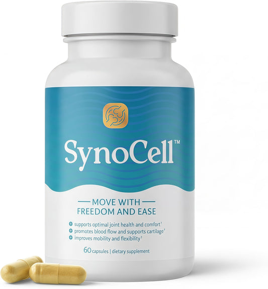 Synocell Glucosamine Chondroitin Complex Back, Neck, and Joint Support Supplement with Boswellia, Quercetin, & MSM - Renew Your Joints from the Inside Out - Move with Freedom and Ease